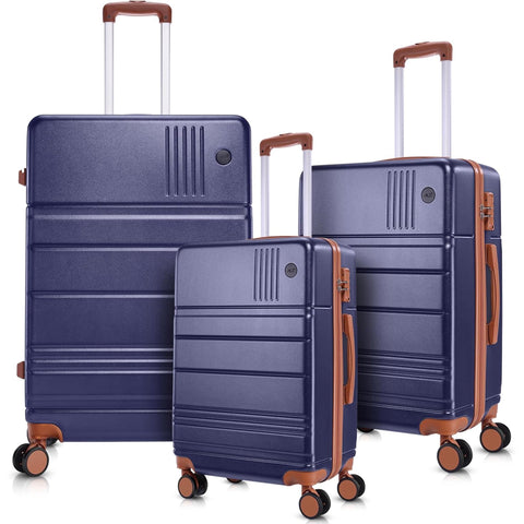 COBIZI 3 Piece Hardshell Luggage Set, Suitcase Set with Spinner Wheels and TSA Lock, 20/24/28 in, Blue