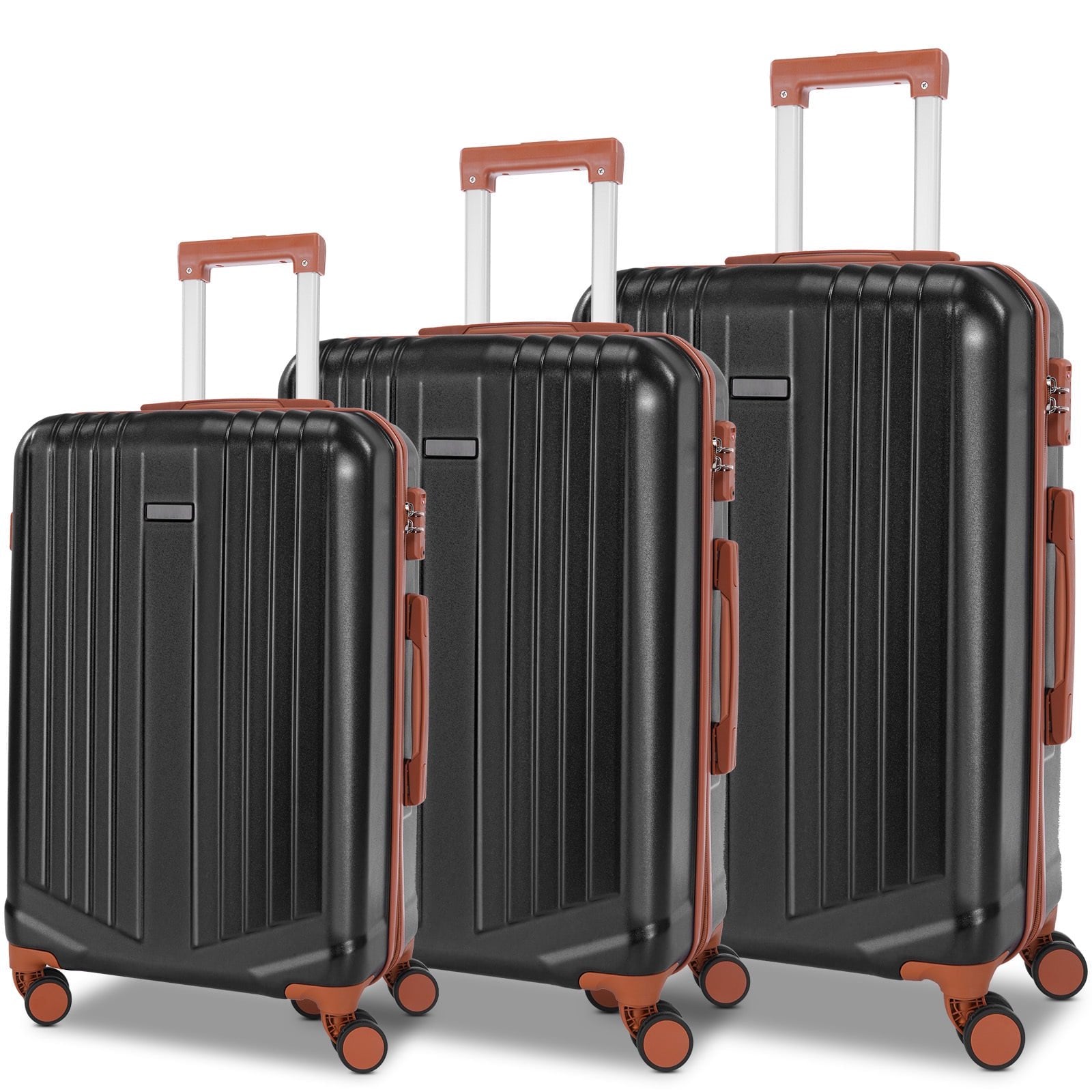 COBIZI 3-Piece Carry on Luggage Sets Hardside ABS+PC 20'' Suitcase wit