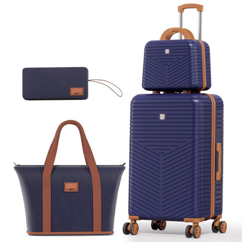 COBIZI 3 Piece Hardshell Luggage Set, Suitcase Set with Spinner Wheels and TSA Lock, 20/24/28 in, Blue