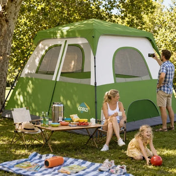 COBIZI 4-6-8 Person Family Camping Tent with Instant Pop-Up Setup, 10x9FT 210D Oxford Waterproof PU2000mm & Fire Resistant, Mesh Screen Windows, Wind Ropes and Stakes Included, Dark Blue