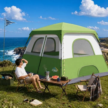 COBIZI 4-6-8 Person Family Camping Tent with Instant Pop-Up Setup, 10x9FT 210D Oxford Waterproof PU2000mm & Fire Resistant, Mesh Screen Windows, Wind Ropes and Stakes Included, Dark Blue