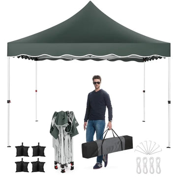 COBIZI 10x10 Pop Up Canopy Tent, Waterproof Instant Canopy with Sandbags, Stakes & Ropes, UPF 50+ Sun Shade Portable Shelter for Outdoor Party, Events, Vendor, Backyard, Gray