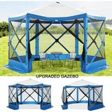 COBIZI Pop Up Gazebo Screen Tent Screen House for Camping, 12x12 Screen Room with Mosquito Netting, Hub Tent Instant Screened Canopy with Carrying Bag and Ground Stakes, Blue