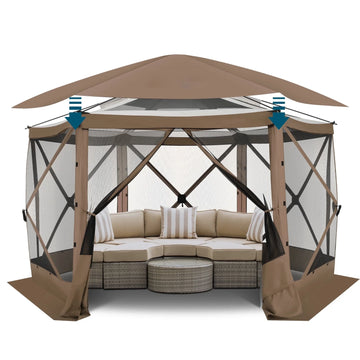 COBIZI Pop up Gazebo Screen Tent Screen House for Camping,12x12 Gazebo with Removable Roof, Outdoor Screened Gazebo with Sidewalls, Tent with Carry Bag and Ground Stakes,Blue(Upgraded)
