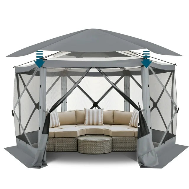 COBIZI Pop Up Gazebo Starry Sky Screen Tent Screen House with a mesh top for Camping, 12x12 Screen Room with Mosquito Netting, Hub Tent Instant Screened Canopy with Carrying Bag, Gray