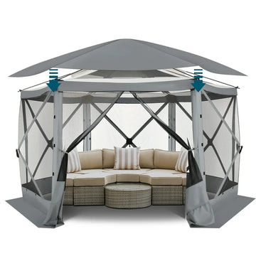 COBIZI Pop Up Gazebo Starry Sky Screen Tent Screen House with a mesh top for Camping, 12x12 Screen Room with Mosquito Netting, Hub Tent Instant Screened Canopy with Carrying Bag, Gray