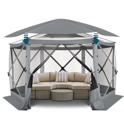 COBIZI Pop Up Gazebo Starry Sky Screen Tent Screen House with a mesh top for Camping, 12x12 Screen Room with Mosquito Netting, Hub Tent Instant Screened Canopy with Carrying Bag, Gray