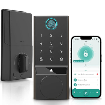 COBIZI Smart Lock, Fingerprint Keyless Entry Door Lock with App Control, Bluetooth Smart Deadbolt Lock, App Remote Control, Auto-Lock, Easy Installation, IP54 Waterproof, Black