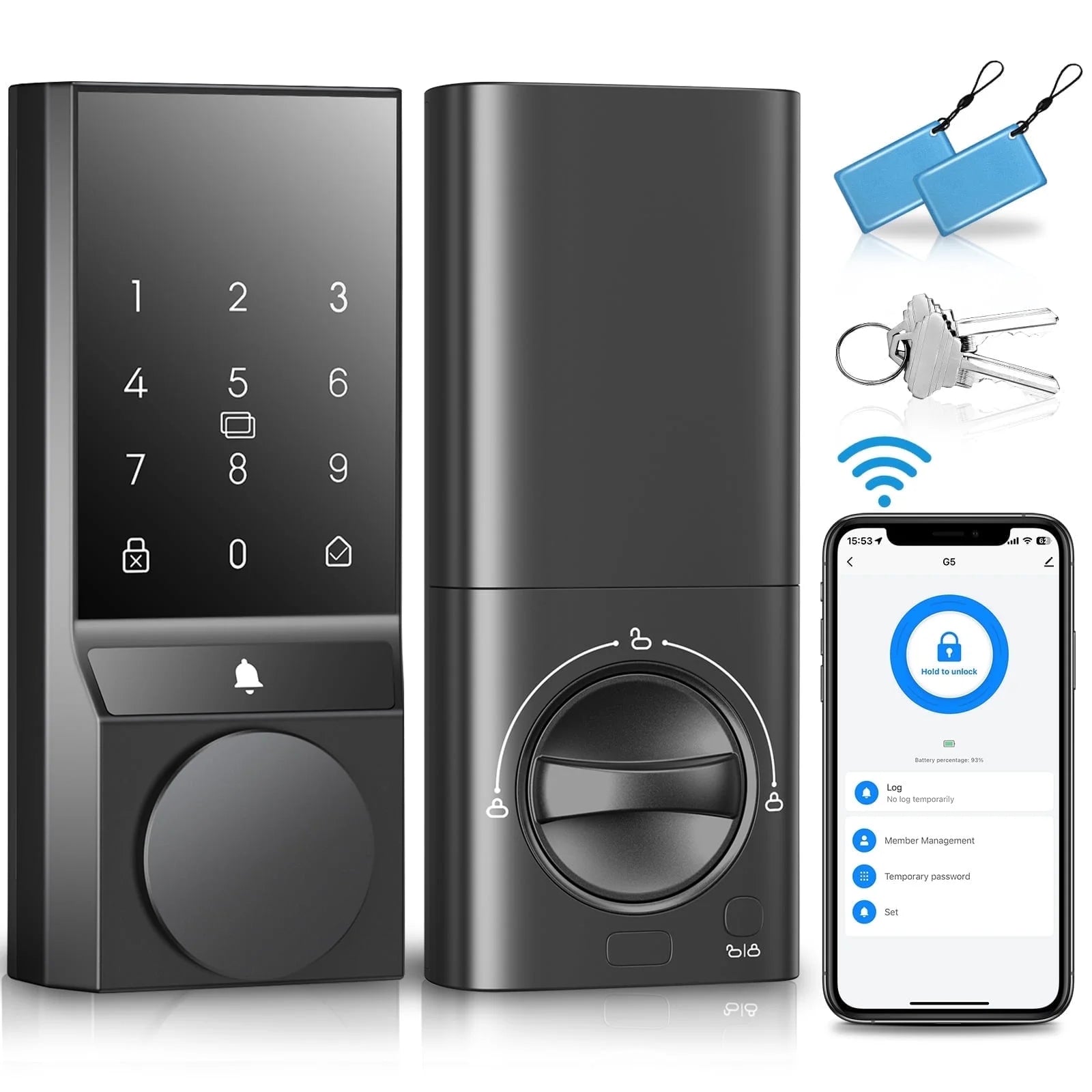COBIZI Smart Lock with WiFi, Keyless Entry Door Lock with App Control,