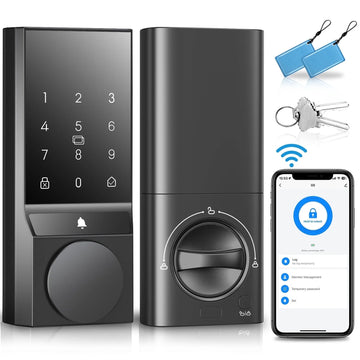 COBIZI Smart Lock with WiFi, Keyless Entry Door Lock with App Control, App Remote Control, Auto-Lock, Smart Deadbolt Lock, Easy Installation, IP54 Waterproof, Black