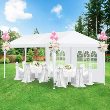 COBIZI 10x10 Party Tent Canopy Tent for Party with 4 Removable Sidewalls Waterproof Outdoor Shelter for Weddings and Events,White