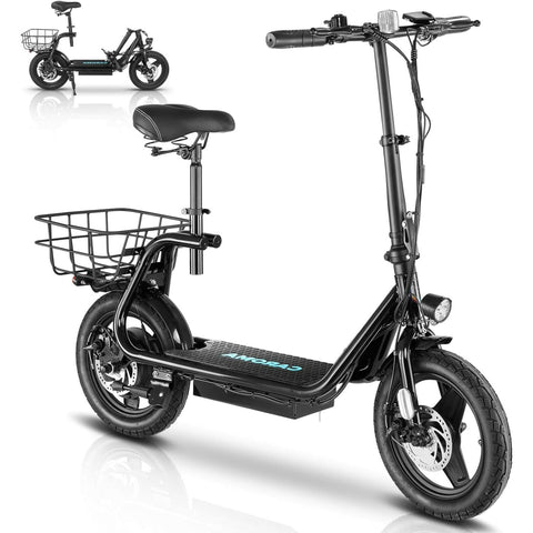 500W Electric Scooter with Seat for Adults, Max Speed 20 Mph Up to 25 Miles Range, 14" Tire for Commuting Scooter, Black
