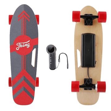 Caroma Electric Skateboard with Wireless Remote, 350W and 8 Miles Max Range for Adult Teens Red