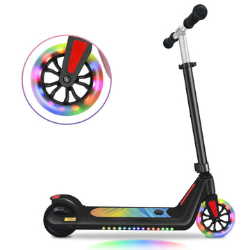 COBIZI Electric Scooter for Kids Ages 6-8, Top 6 mph &120W Motor, Adjustable Height & Speed, Kids Electric Scooter with Colorful Lights for Boys & Girls, Black