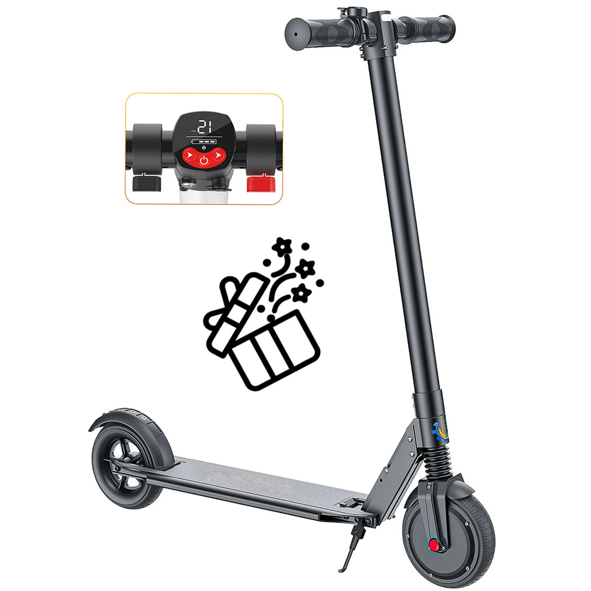 COBIZI Electric Scooter for Adult & Teen,Top 15.5 Mph & 10-15 Long Miles Range, 250W Motor Foldable Kick Scooters with LED Display and Braking System,Black