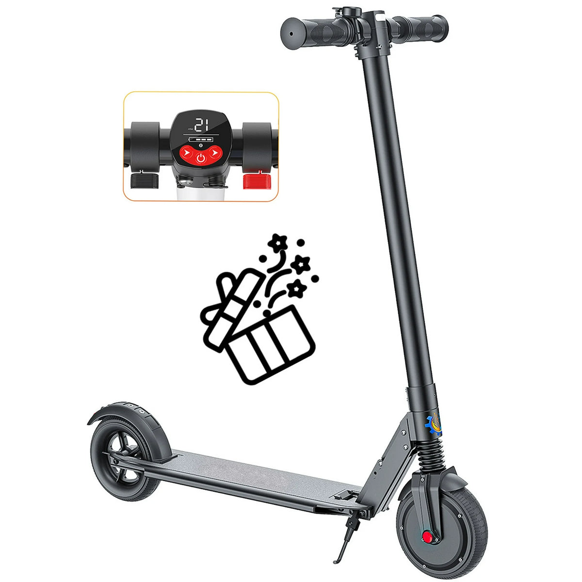 COBIZI Electric Scooter for Adult & Teen,Top 15.5 Mph & 10-15 Long Miles Range, 250W Motor Foldable Kick Scooters with LED Display and Braking System,Black