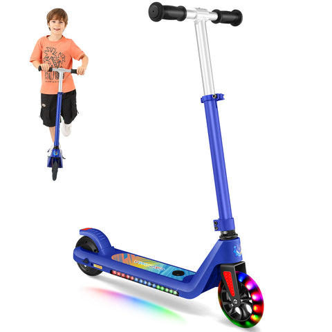 Caroma Electric Scooter , 120W Motor, 10 mph, 80 mins Ride Time, Adjustable Speed & Height, Colorful Lights, LED Display,Ideal Gifts for Kids Ages 6-14