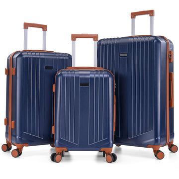 COBIZI 3-Piece Luggage Sets Hardshell ABS+PC with 360°Spinner Wheels & TSA Lock, Lightweight Hardside Travel Suitcase 20in 24in 28in (Darkblue)
