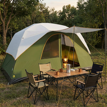 COBIZI 8/10/12 Person Family Camping Tent, 15x9FT Large Cabin Tent with Panoramic Mesh Roof, Waterproof UV Protection, Easy Setup, Removable Rainfly, Dark Green