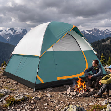 COBIZI 4-6 Person Camping Tent with Waterproof Rainfly, Easy Setup Windproof Instant Family Dome Tent with Mesh Door & Ventilation Windows for Beach, Hiking & Backpacking, Dark Green