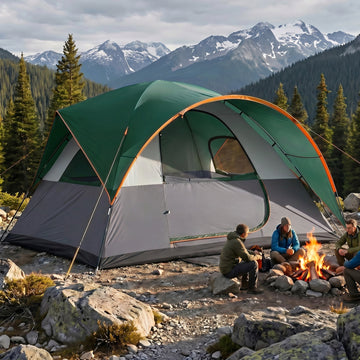 COBIZI 8-10 Person Camping Tent, Tents for Camping 12x9ft Family Tent,Waterproof Windproof Cabin Tent with Removable Rainfly,CPAI-84 Flame Retardant,Heavy Duty with 17 Stakes&Carry Bag,Green