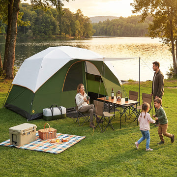 COBIZI 6-8-10 Person Camping Tent,Large Family Cabin Tent with Removable Rainfly,Mesh Roof for Stargazing,84" Tall Center,Waterproof Design,Carry Bag,Green