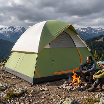 COBIZI 4-6 Person Camping Tent with Waterproof Rainfly, Easy Setup Windproof Instant Family Dome Tent with Mesh Door & Ventilation Windows for Beach, Hiking & Backpacking, Green