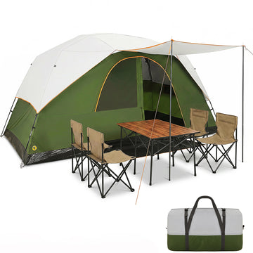 COBIZI 8/10/12 Person Family Camping Tent, 15x9FT Large Cabin Tent with Panoramic Mesh Roof, Waterproof UV Protection, Easy Setup, Removable Rainfly, Dark Green