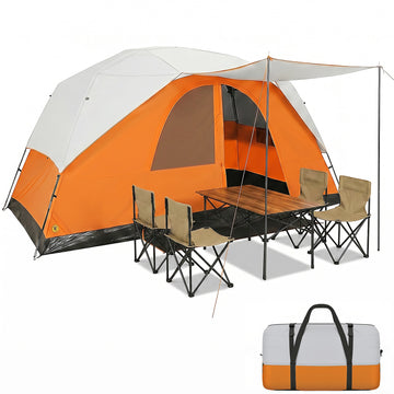 COBIZI 8/10/12 Person Family Camping Tent, 15x9FT Large Cabin Tent with Panoramic Mesh Roof, Waterproof UV Protection, Easy Setup, Removable Rainfly, Orange