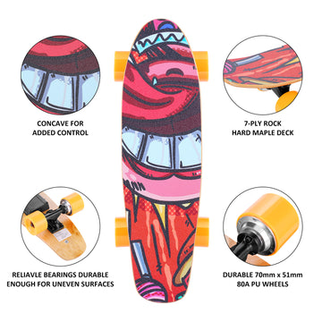 YUEBO Electric Skateboard with Wireless Remote Control, 350W, Max 12.4 MPH, 7 Layers Maple E-Skateboard, 3 Speed Adjustment for Adults, Teens, and Kids, Orange