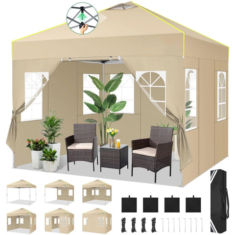 SANOPY 10' x 10' Outdoor Canopy Party Tent EZ Pop Up Canopy Commercial Instant Canopies Gazebo with Air Vent, 8 Stakes & 4 Ropes & 4 Sandbags for Beach Wedding Picnics Camping