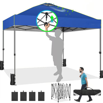 SANOPY 10' x 10' Outdoor Canopy Party Tent EZ Pop Up Canopy Commercial Instant Canopies Gazebo with Air Vent, 8 Stakes & 4 Ropes & 4 Sandbags for Beach Wedding Picnics Camping