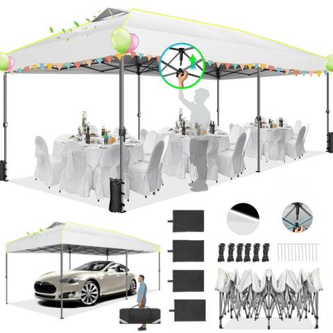 SANOPY 10' x 10' Outdoor Canopy Party Tent EZ Pop Up Canopy Commercial Instant Canopies Gazebo with Air Vent, 8 Stakes & 4 Ropes & 4 Sandbags for Beach Wedding Picnics Camping