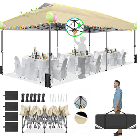 SANOPY 10' x 10' Outdoor Canopy Party Tent EZ Pop Up Canopy Commercial Instant Canopies Gazebo with Air Vent, 8 Stakes & 4 Ropes & 4 Sandbags for Beach Wedding Picnics Camping