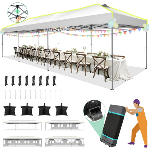 SANOPY 10' x 10' Outdoor Canopy Party Tent EZ Pop Up Canopy Commercial Instant Canopies Gazebo with Air Vent, 8 Stakes & 4 Ropes & 4 Sandbags for Beach Wedding Picnics Camping