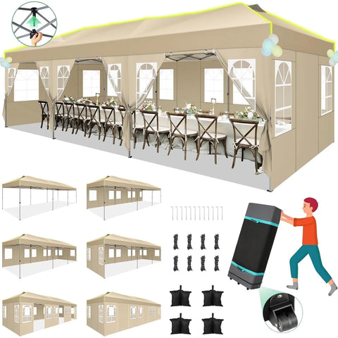 SANOPY 10' x 10' Outdoor Canopy Party Tent EZ Pop Up Canopy Commercial Instant Canopies Gazebo with Air Vent, 8 Stakes & 4 Ropes & 4 Sandbags for Beach Wedding Picnics Camping