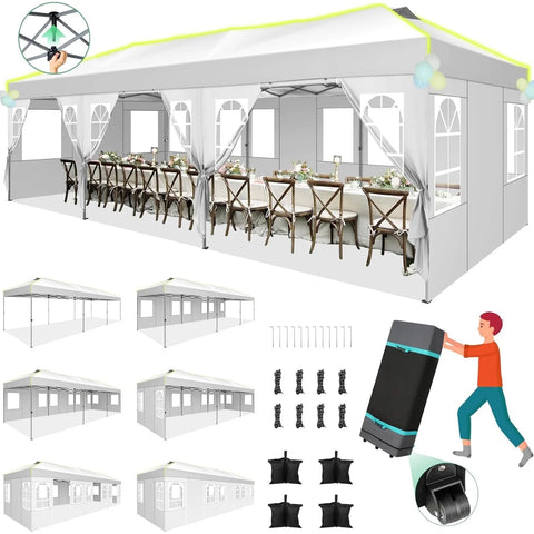 SANOPY 10' x 10' Outdoor Canopy Party Tent EZ Pop Up Canopy Commercial Instant Canopies Gazebo with Air Vent, 8 Stakes & 4 Ropes & 4 Sandbags for Beach Wedding Picnics Camping
