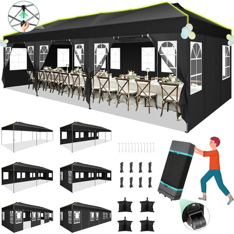 SANOPY 10' x 10' Outdoor Canopy Party Tent EZ Pop Up Canopy Commercial Instant Canopies Gazebo with Air Vent, 8 Stakes & 4 Ropes & 4 Sandbags for Beach Wedding Picnics Camping