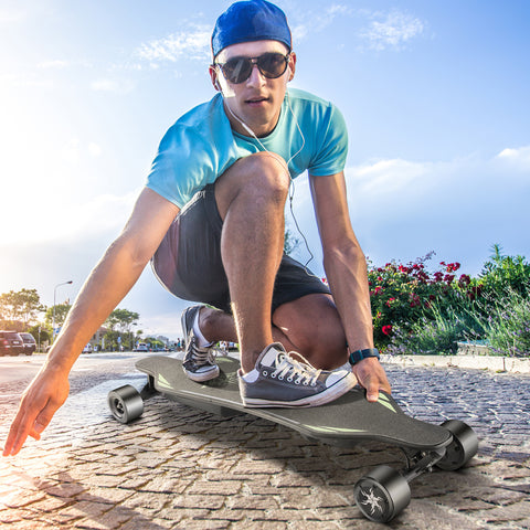 Caroma 38" Electric Skateboard with Remote, 1200W Brushless Motor, 16 Miles Range & 28 Mph Top Speed, Max Load 300lbs, 9 Layer Maple Wood, Electric Longboard for Teens