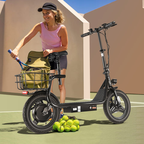 Caroma Peak 870W Electric Scooters for Adults, 14" Fat Tire, 500Wh Battery, 25 Miles Range, 21MPH Top Speed, Foldable Electric Scooter for Commuting