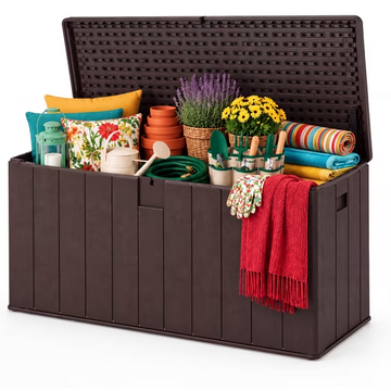 SANOPY 150 Gallon Outdoor Storage Deck Box,Waterproof Large Lockable Storage Container for Patio Furniture and Garden Tools,Brown