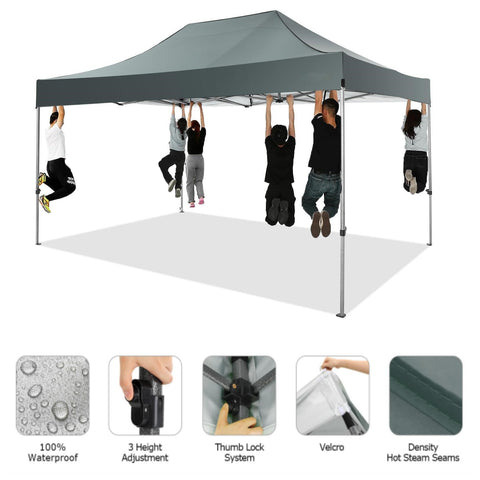 YUEBO 10 x 30 robustes Vordach mit 8 Seitenwänden, Outdoor-Carport mit Rolltasche, Pop-Up-Zelte für Partys, Hochzeiten, Gewerbe, Schwarz