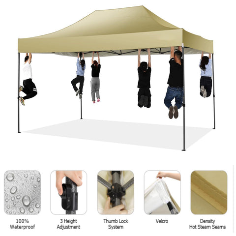 YUEBO 10 x 30 robustes Vordach mit 8 Seitenwänden, Outdoor-Carport mit Rolltasche, Pop-Up-Zelte für Partys, Hochzeiten, Gewerbe, Schwarz