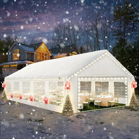 COBIZI 16x32ft Party Tent, Heavy Duty Wedding Tent with Removable Sidewalls, Large Outdoor Event Tent, White Tent for Party, Carpas Para Fiestas, Canopy Tent with Built-in Sandbags, UV 50+, Waterproof