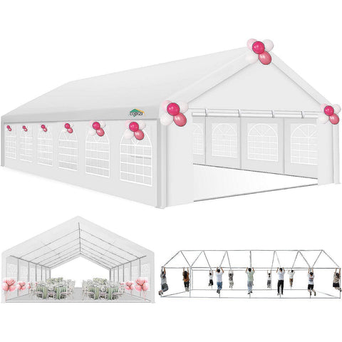 COBIZI Large Party Tent 20x40 Heavy Duty Outdoor Canopy Carport, Upgraded Commercial Outdoor Event Shelter Tent with 8 Removable Sidewalls, Big Tent for Wedding, Festivals, Birthday Parties, White