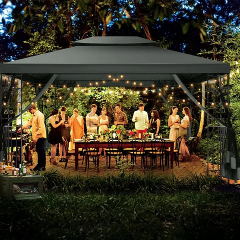 COBIZI 10'x 13' Metal Patio Gazebo, Outdoor Gazebo Canopy Tent for Backyard with Mosquito Netting