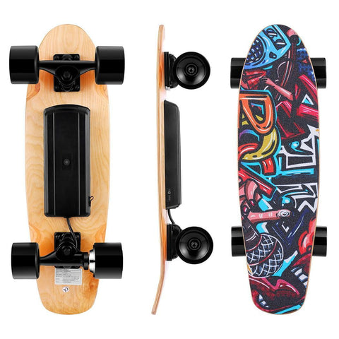 Wookrays 350 W Elektro-Skateboard mit Fernbedienung, 12,4 MPH Höchstgeschwindigkeit, 7-lagiges Ahorn-Elektro-Longboard, E-Skateboards für Jugendliche und Erwachsene 