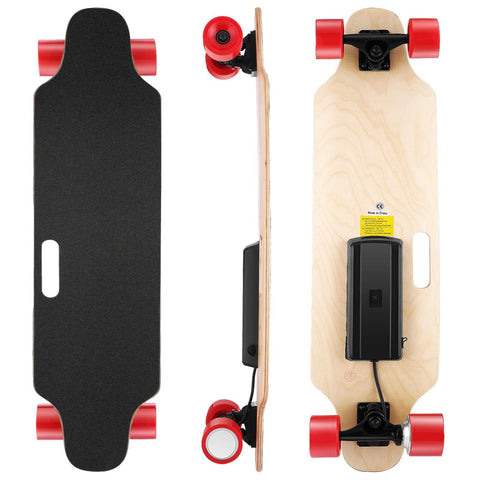 Caroma Elektro-Skateboards für Erwachsene, 350 W elektrisches Longboard mit kabelloser Fernbedienung, 12,4 MPH Höchstgeschwindigkeit, 8 Meilen maximale Reichweite, Elektro-Board für Teenager (Orange) 