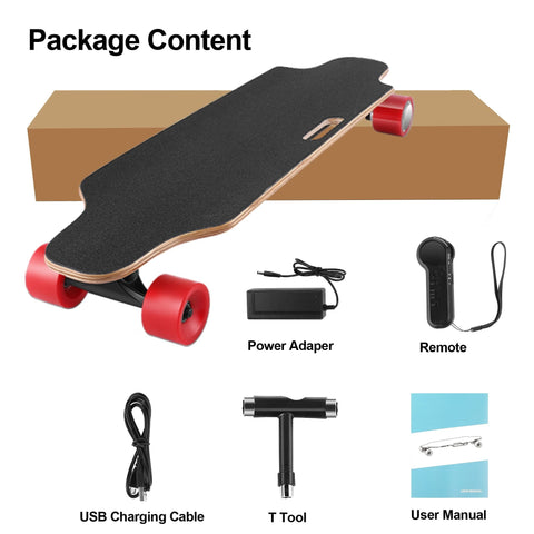 Caroma Electric Skateboards for Adults, 350W Electric Longboard with Wireless Remote, 12.4 MPH Top Speed, 8 Miles Max Range Electric Board for Teens (Orange)