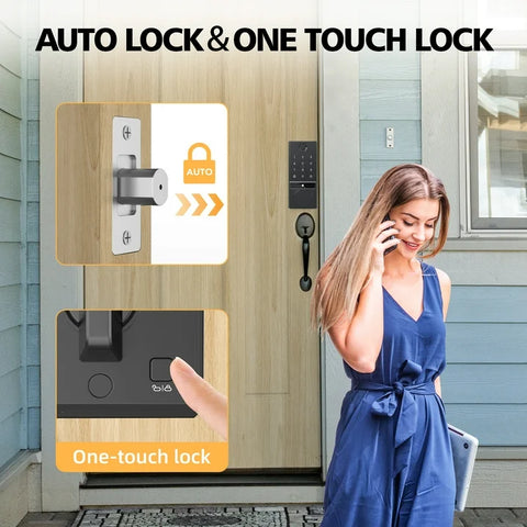 COBIZI Smart Lock, Fingerprint Keyless Entry Door Lock with App Control, Bluetooth Smart Deadbolt Lock, App Remote Control, Auto-Lock, Easy Installation, IP54 Waterproof, Black